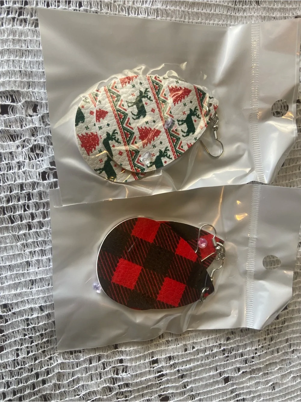 14 Pairs Christmas Leather Teardrop & Tree Earrings Sets - Stocking stuffer Gift